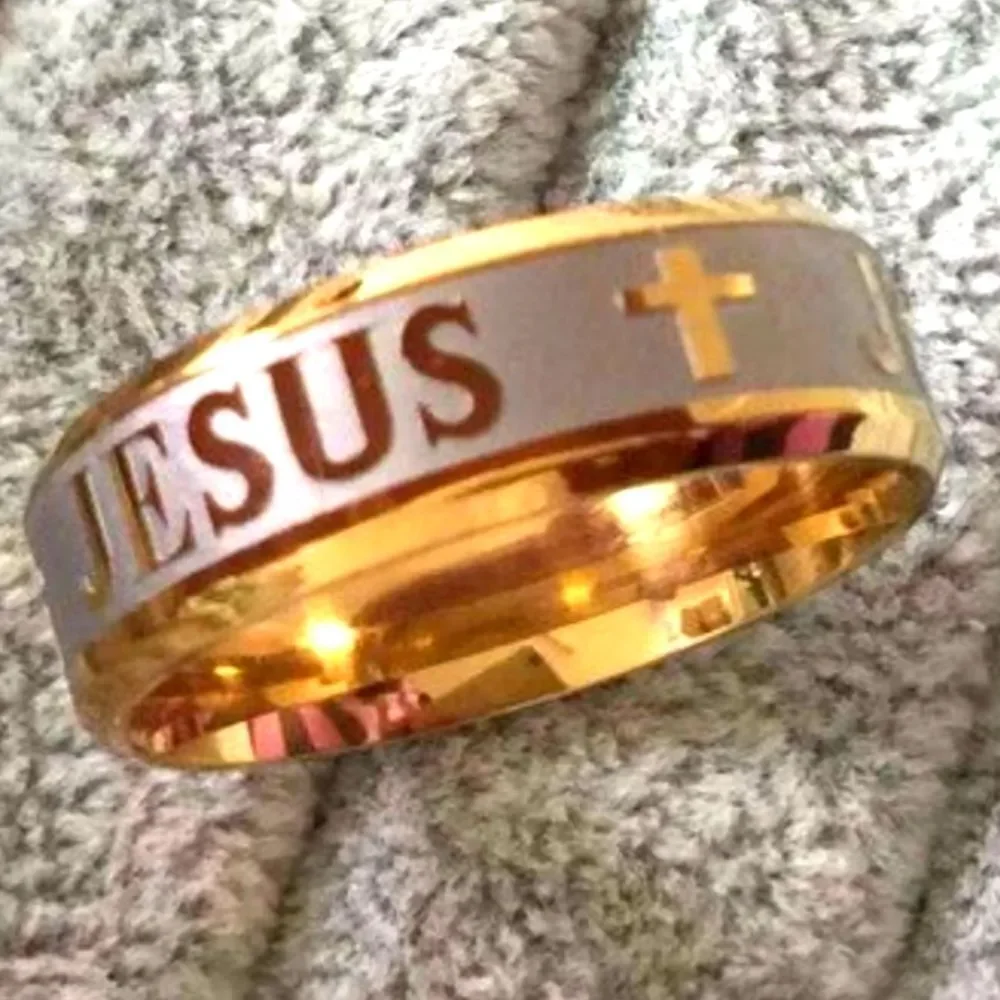 Unisex 18K Yellow Gold Plated Titanium Ring